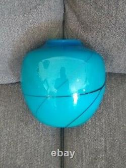 Stunning Salamandra Studio Art Glass Hand Blown Turquoise Blue Vase Signed 5/80