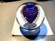 Stunning Stanislav Libesnsky Orange & Blue Spiral Globe Vase by Beranek Signed