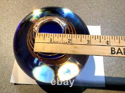 Stunning Stanislav Libesnsky Orange & Blue Spiral Globe Vase by Beranek Signed