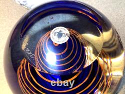 Stunning Stanislav Libesnsky Orange & Blue Spiral Globe Vase by Beranek Signed