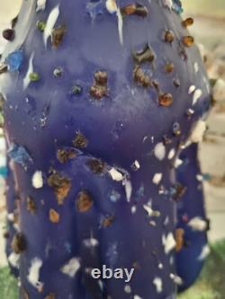 Stunning VTG Italian handblown cobalt blue art glass vase with embellishments