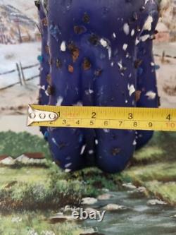 Stunning VTG Italian handblown cobalt blue art glass vase with embellishments