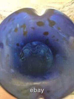 Stunning VTG Italian handblown cobalt blue art glass vase with embellishments