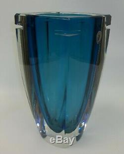 Stunning Waterford Crystal Blue Turquoise Metra Elliptical 10 Tall Vase