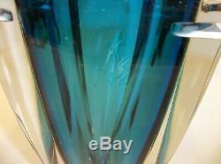 Stunning Waterford Crystal Blue Turquoise Metra Elliptical 10 Tall Vase