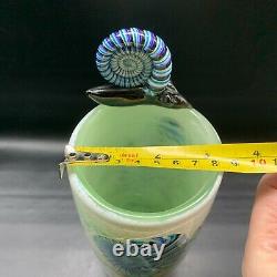 Sumo Glass Studio Art Glass Marty Hook Blue Snail Ammonite Fossil Vase Signed