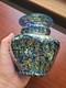 Super Pretty Dugan Art Glass Venetian Blue Gold Frit Ribbed Pinched Vase