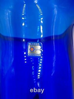 (Super Rare!) Vintage MCM Blenko Handmade 18.75 Tall Cobalt Glass Floor Vase