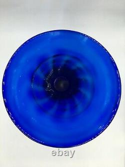 (Super Rare!) Vintage MCM Blenko Handmade 18.75 Tall Cobalt Glass Floor Vase