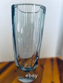 Swedish Glass Vase by Gunnar Nylund for Stromberg, Blue Color. 11 signed & date