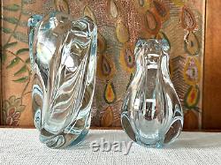 Swedish Orrefors Art Glass Stella Polaris Ice Blue Vases by Vicke Lindstrand (2)