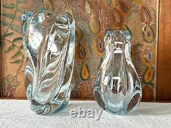 Swedish Orrefors Art Glass Stella Polaris Ice Blue Vases by Vicke Lindstrand (2)