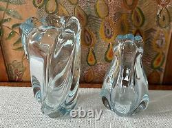 Swedish Orrefors Art Glass Stella Polaris Ice Blue Vases by Vicke Lindstrand (2)