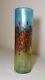 TALL Robert Held blown studio art glass aurene California poppy cylinder vase