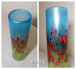 TALL Robert Held blown studio art glass aurene California poppy cylinder vase