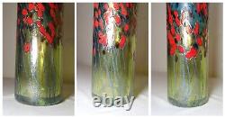 TALL Robert Held blown studio art glass aurene California poppy cylinder vase