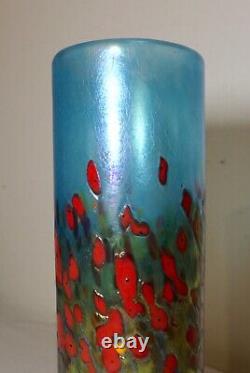 TALL Robert Held blown studio art glass aurene California poppy cylinder vase