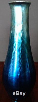 TIFFANY BIG BLUE BEAUTIFUL Favrile Furnace Vase LCT Mark 11 H. 4 D. 1905