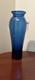 Tall Blenko Cobalt Blue Clear Handled Floor Vase