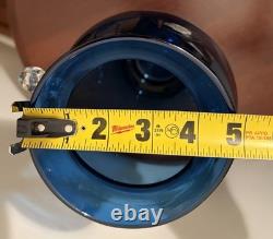 Tall Blenko Cobalt Blue Clear Handled Floor Vase