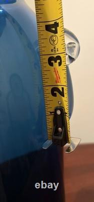 Tall Blenko Cobalt Blue Clear Handled Floor Vase