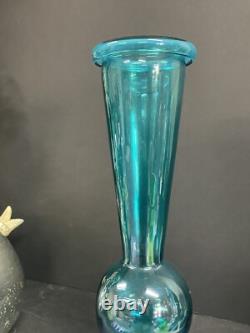 Tall Blue Art Glass Vase
