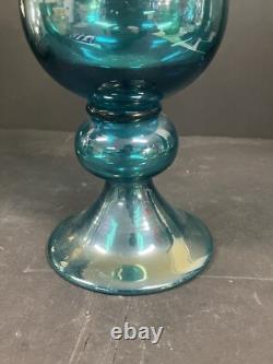 Tall Blue Art Glass Vase