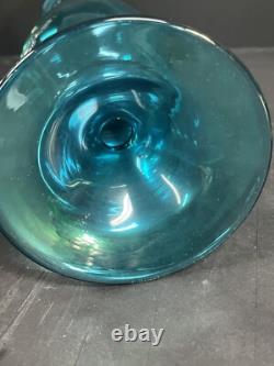 Tall Blue Art Glass Vase