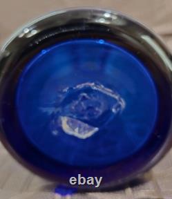 Tall Cobalt Blue Handown Blenko Company Glass Vase