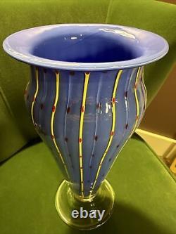 Tall Venetian Murano Sommerso Art Glass Vase