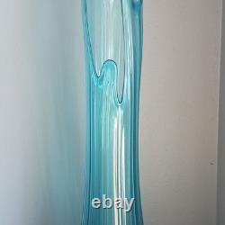 Tall peacock blue L. E. Smith Glass Vase Decorative Free-Standing for Any Room
