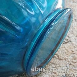 Tall peacock blue L. E. Smith Glass Vase Decorative Free-Standing for Any Room