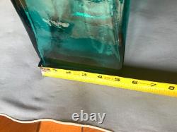 Teal Blue Floor Vase 21-inch-Tall Square Pyramidal Flower Vase weighs 10 lbs