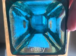 Teal Blue Floor Vase 21-inch-Tall Square Pyramidal Flower Vase weighs 10 lbs