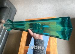 Teal Blue Floor Vase 21-inch-Tall Square Pyramidal Flower Vase weighs 10 lbs
