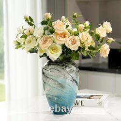 Teal Hand Blown Glass Vase 11 Unique Colorful Home Decor for Flowers