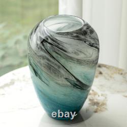 Teal Hand Blown Glass Vase 11 Unique Colorful Home Decor for Flowers