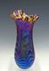 Terry Crider Vase Iridescent Swirl Threaded Purple Blue 8 1/4 Signed Dated 1982