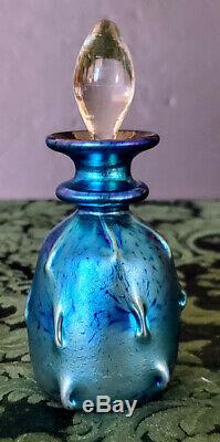 Tiffany Blue Favrile Rare Cabinet Vase or Perfume Bottle Gorgeous 1890's Design
