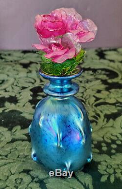 Tiffany Blue Favrile Rare Cabinet Vase or Perfume Bottle Gorgeous 1890's Design
