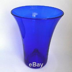 Tiffany Elsa Peretti Large Cobalt Blue Glass 10.5 Vase Signed Trumpet Shape