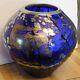 Tim Lazer Art Glass Vase Blue/Chrome/Gold 9 famous CA glass artist