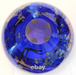 Tim Lazer Art Glass Vase Blue/Chrome/Gold 9 famous CA glass artist