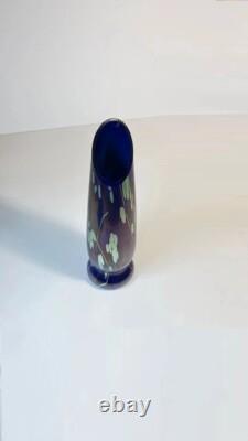 Tim Lazer Art Glass Vase Cobalt Blue Gold Teal Signed 94 famous CA glass artist
