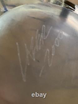 Tim Lazer Art Glass Vase Signed 12 Inch Tall Iridescent Metallic Gold Blue Clear Tim Lazer Art Glass Vase Signed 12 Inch Tall Iridescent Metallic Gold Blue Clear