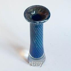 Tim Lazer Blown Glass Vase Blue Art Glass 9.25 Hand Blown 2009