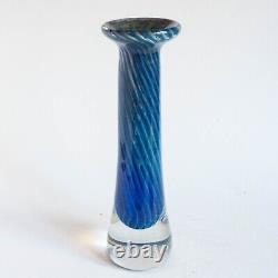 Tim Lazer Blown Glass Vase Blue Art Glass 9.25 Hand Blown 2009