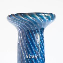 Tim Lazer Blown Glass Vase Blue Art Glass 9.25 Hand Blown 2009
