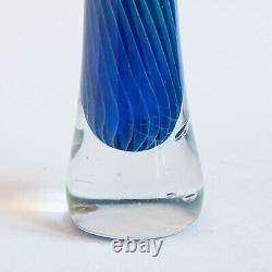 Tim Lazer Blown Glass Vase Blue Art Glass 9.25 Hand Blown 2009