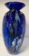 Tim Lazer Blue Art Glass Vase. 12.5 tall. Signed and dated 2001